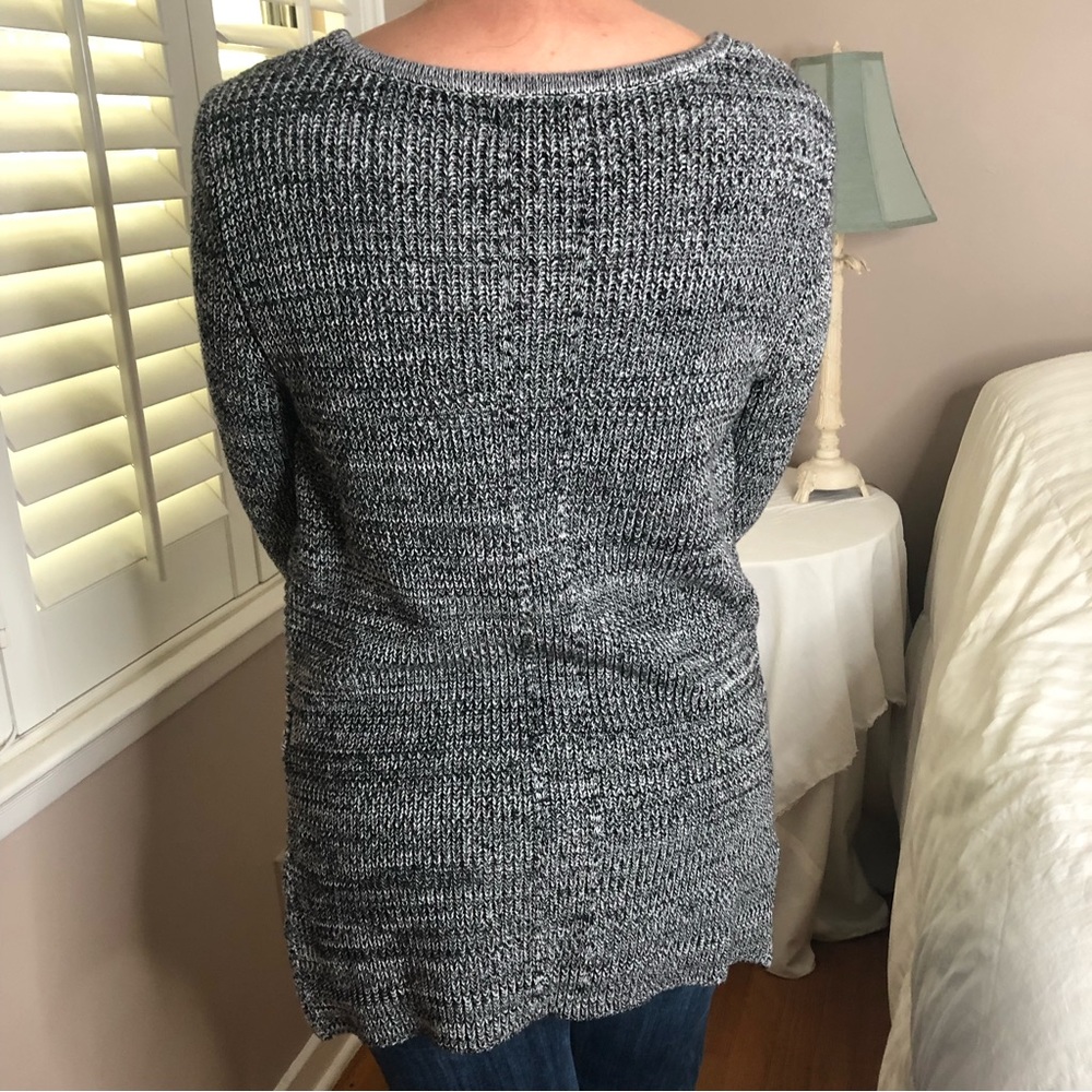 4 LEFT XS-L Oversized Sexy Black & White Knit Ribbed Acrylic Sweater - Picture 4 of 4